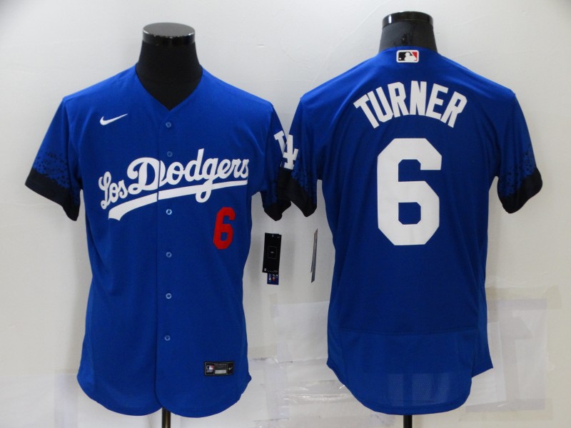 Men Los Angeles Dodgers #6 Turner Blue City Edition Elite Nike 2021 MLB Jersey->youth mlb jersey->Youth Jersey